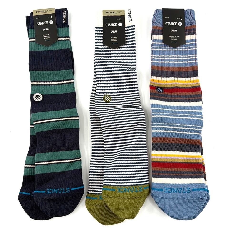 Stance 3 Pairs Crew Socks Size L